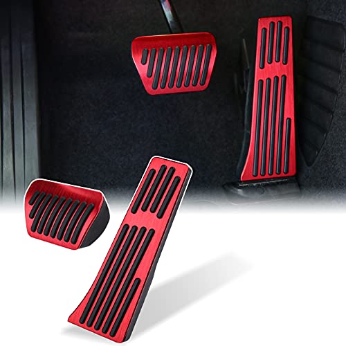 Thenice for BMW 3 4 5 7 Series X3 X4 X5 X6 X7 Anti-Slip Foot Pedals Aluminum Automatic Brake and Gas Accelerator Pedal No Drilling Covers -Red