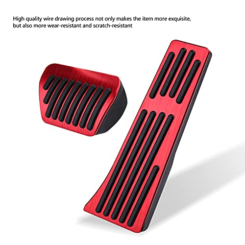 Thenice for BMW 3 4 5 7 Series X3 X4 X5 X6 X7 Anti-Slip Foot Pedals Aluminum Automatic Brake and Gas Accelerator Pedal No Drilling Covers -Red