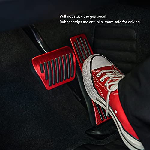 Thenice for BMW 3 4 5 7 Series X3 X4 X5 X6 X7 Anti-Slip Foot Pedals Aluminum Automatic Brake and Gas Accelerator Pedal No Drilling Covers -Red