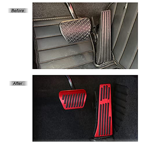Thenice for BMW 3 4 5 7 Series X3 X4 X5 X6 X7 Anti-Slip Foot Pedals Aluminum Automatic Brake and Gas Accelerator Pedal No Drilling Covers -Red