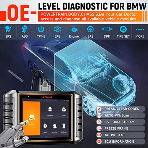 Full Diagnostic Tool fit for BMW FOXWELL NT710 OBD2 Scanner fit for BMW, Upgrade NT510 Elite Full System Diagnostic Scanner, All Reset BiDirectional Scan Tool Code Reader Battery Registrate ECU Coding
