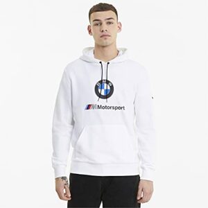 puma men’s standard bmw mms essentials logo hoodie, white, large