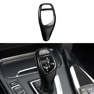 hengyueshang car sticker decals gear shift knob cover carbon color abs trim fits for bmw f20 f21 f22 f23 f30 f31 f32 f33 f34 f35 f36 f07 f10 f12 f13 f15 f16 f25 f26 accessories (style b)