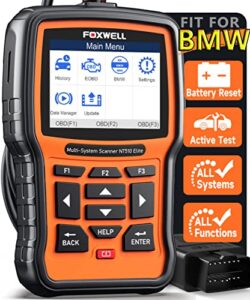 foxwell nt510 elite obd2 scanner fit for bmw full system car code reader diagnostic tool with all reset services, battery registration abs bleed airbag epb oil sas tps ckp bidirectional active test