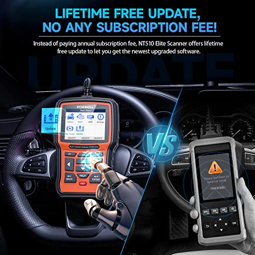 FOXWELL NT510 Elite OBD2 Scanner fit for BMW Full System Car Code Reader Diagnostic Tool with All Reset Services, Battery Registration ABS Bleed Airbag EPB Oil SAS TPS CKP Bidirectional Active Test