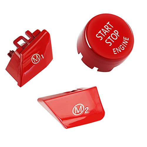 DKMUS M1 M2 buttons for BMW Steering Wheel Mode M3 M4 M5 M6 X5M X6M F80 F82 F83 F10 F15 F16 F21 F30 F32 F33 F36 F06 F12 (Red with Start Button)