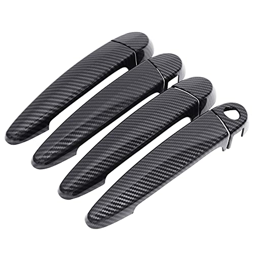 NewYall Pack of 4 Front Rear Left and Righr Carbon Fiber ABS Exterior Door Handle Cover