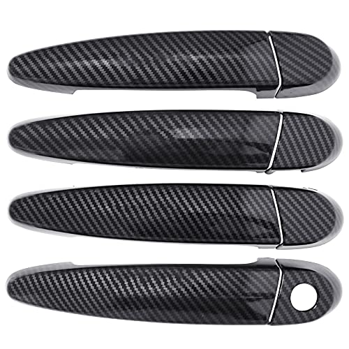 NewYall Pack of 4 Front Rear Left and Righr Carbon Fiber ABS Exterior Door Handle Cover