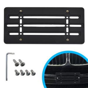 front bumper license plate bracket for bmw 2000-2023, plate holder set w 6 unique screw bolts & wrench kit, license tag mounting kit, quality plate holders, premium car & truck accessories