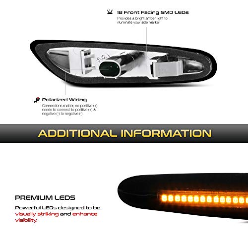 VIPMOTOZ Dark Smoked Lens Full LED Front Fender Side Marker Light Turn Signal Lamp Assembly Replacement For BMW E82 E88 E90 E91 E92 E93 E60 E61 E83, Driver & Passenger Side