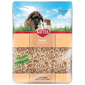 kaytee small animal hardwood aspen bedding for pet guinea pigs, rabbits, hamsters, gerbils, and chinchillas, 54.2 liter