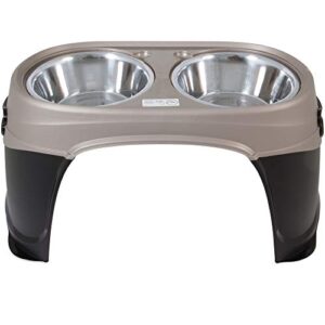 petmate easy reach pet diner elevated dog bowls 2 sizes 2 polished colors, black/pearl tan, large (23479)