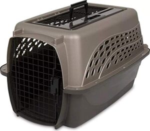 petmate two-door small dog kennel & cat kennel (top loading or front loading pet carrier, great for small animals, made with recycled materials, 24 inches in length) for pets up to 15 pounds