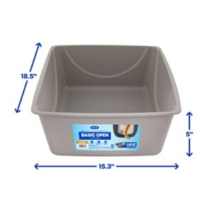 Petmate Open Cat Litter Box, Large Nonstick Litter Pan Durable Standard Litter Box, Mouse Grey Great for Small & Large Cats Easy to Clean & USA Made