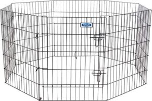 petmate 30-inch by 24-inch 8-panel exercise pen with step through door,black