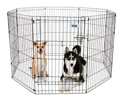 Petmate 30-Inch by 24-Inch 8-Panel Exercise Pen with Step Through Door,Black