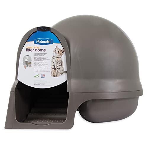 Petmate Booda Clean Step Cat Litter Box Dome (Made in the USA with 95% Recycled Materials)- Brushed Nickel