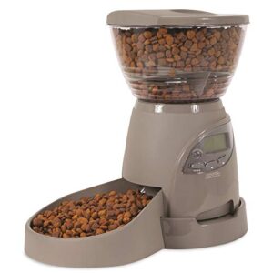 petmate portion right programmable dog and cat feeder 2 sizes brushed nickel