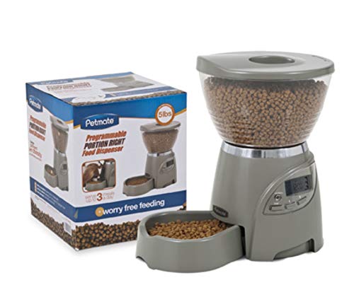 Petmate Portion Right Programmable Dog and Cat Feeder 2 Sizes Brushed Nickel