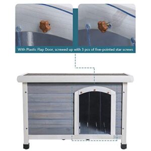 Petsfit Outdoor Dog House for Small Dog Weatherproof Outdoor Dog Kennel with Adjustable Foot Mat and Door Flap, Light Grey, Small/33.7 X 22.6 X 23.1