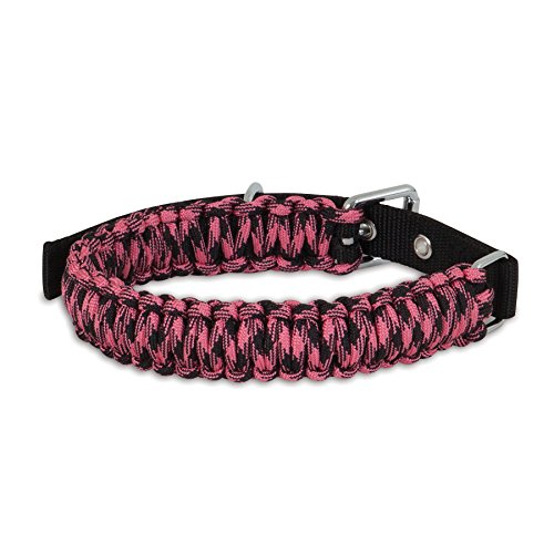 Petmate Aspen Pet Paracord Dog Collar, Small/3/4 by 14-18', Pink Widow