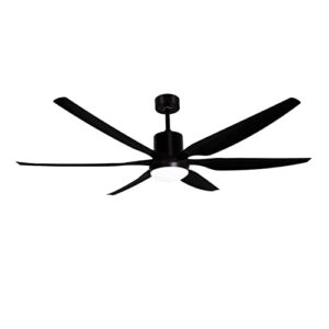 ohniyou 66”ceiling fan with lights remote control, large ceiling fan black, 6 blades 6 speeds ceiling fan light for outdoor indoor patio living room porch office garage shop factory warehouse