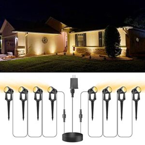 volisun outdoor uplights,low voltage landscape spotlights with transformer and 95.34ft cable,ip65 waterproof,outdoor uplights for house,fence,tree,flags, backyard (8 packs, warm white)