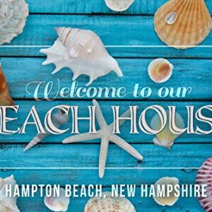 Hampton Beach, New Hampshire, Welcome to Our Beach House, Seashells (16x24 Gallery Quality Metal Art, Aluminum Decor)