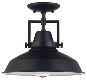 hampton bay wilhelm 12 in. 1-light black farmhouse semi-flush mount kitchen ceiling light fixture