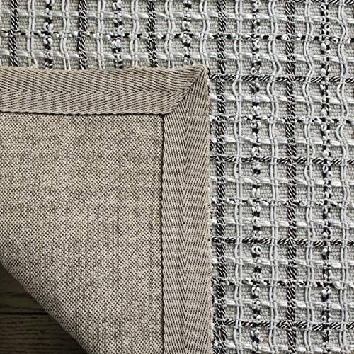 SAFAVIEH South Hampton Collection 8' x 11' Beige SHA241A Handmade Flatweave Grid Area Rug