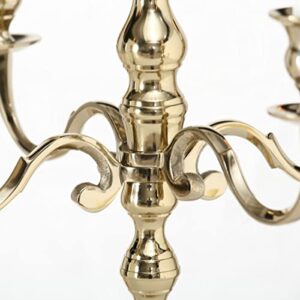 Romantic Hamptons Tall Five Candle Gold Candelabra, Fits Taper Candles, Hand Crafted of Aluminum, 14.5 D x 24.75 H Inches