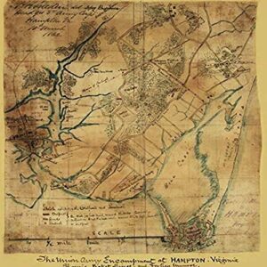 union army encampment is hampton virginia showing picket lines and fort munroe landmarks in the area around union-occupied hampton va including the poor farm the female seminary buckrows house hickma