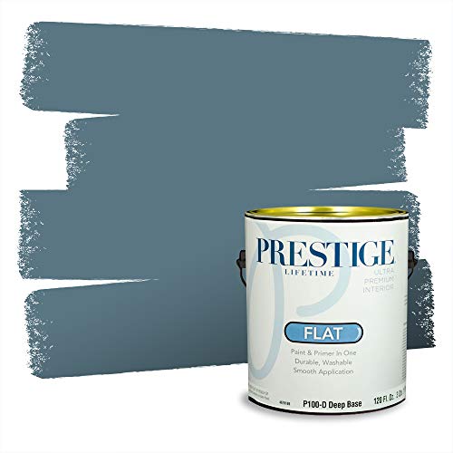 PRESTIGE Paints P100-D-MQ5-26 Interior Paint and Primer in One, 1-Gallon, Flat, Comparable Match of Behr Hampton Surf, 1 Gallon, B46-Hampton