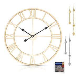 wall clocks – arabic – vintage – wall décor- elegant farmhouse clocks – battery operated wall clocks – classic gold wall clock – 24”- extra’s included – usa owned company 🇺🇸