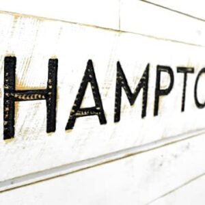 Hamptons Sign - Carved in a 40"x10" Solid Wood Board Rustic Distressed Shop Advertisement Farmhouse Style Wooden The Hamptons New York Beach