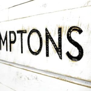 Hamptons Sign - Carved in a 40"x10" Solid Wood Board Rustic Distressed Shop Advertisement Farmhouse Style Wooden The Hamptons New York Beach