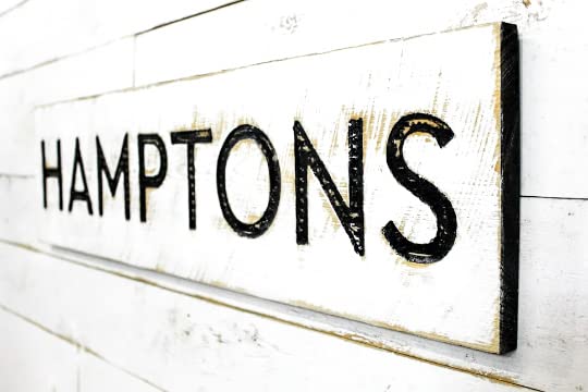 Hamptons Sign - Carved in a 40"x10" Solid Wood Board Rustic Distressed Shop Advertisement Farmhouse Style Wooden The Hamptons New York Beach