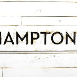 Hamptons Sign - Carved in a 40"x10" Solid Wood Board Rustic Distressed Shop Advertisement Farmhouse Style Wooden The Hamptons New York Beach