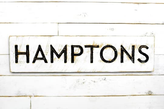 Hamptons Sign - Carved in a 40"x10" Solid Wood Board Rustic Distressed Shop Advertisement Farmhouse Style Wooden The Hamptons New York Beach