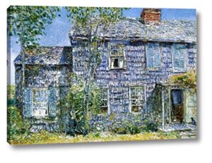 east hampton, l.i. also known as old mumford house by frederick childe hassam – 17″ x 24″ gallery wrap canvas art print – ready to hang