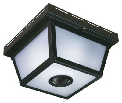 Heathco SL-4305-BK-C Ceiling Light, Motion-Activated, Black, Square, 100-Watt - Quantity 1