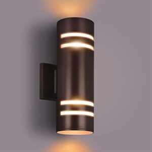 rosykite outdoor wall lights exterior, modern outside sconce wall lighting, exterior light fixture wall mount oil bronze cylinder, up down outdoor lights for garage, house, porch