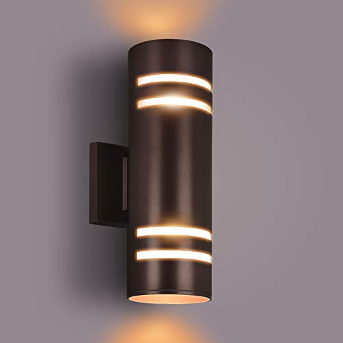 rosykite Outdoor Wall Lights Exterior, Modern Outside Sconce Wall Lighting, Exterior Light Fixture Wall Mount Oil Bronze Cylinder, Up Down Outdoor Lights for Garage, House, Porch