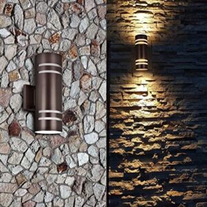 rosykite Outdoor Wall Lights Exterior, Modern Outside Sconce Wall Lighting, Exterior Light Fixture Wall Mount Oil Bronze Cylinder, Up Down Outdoor Lights for Garage, House, Porch