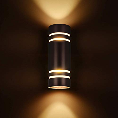 rosykite Outdoor Wall Lights Exterior, Modern Outside Sconce Wall Lighting, Exterior Light Fixture Wall Mount Oil Bronze Cylinder, Up Down Outdoor Lights for Garage, House, Porch