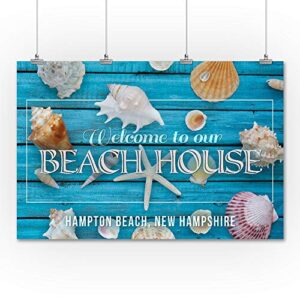 Hampton Beach, New Hampshire, Welcome to Our Beach House, Seashells (36x54 Giclee Gallery Art Print, Vivid Textured Wall Decor)