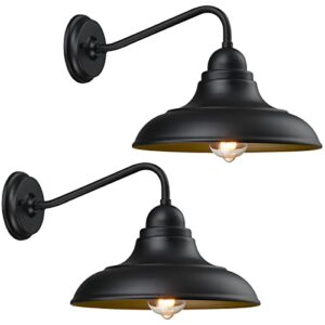 flqmyq outdoor wall lights wall mount for house farmhouse outdoor wall sconce black outside wall lantern classic barn lights outdoor & indoor, 12″，2 pack