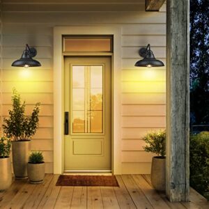 FLQMYQ Outdoor Wall Lights Wall Mount for House Farmhouse Outdoor Wall Sconce Black Outside Wall Lantern Classic Barn Lights Outdoor & Indoor, 12"，2 Pack