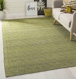 safavieh south hampton collection 5′ x 8′ green sha245b handmade flatweave area rug