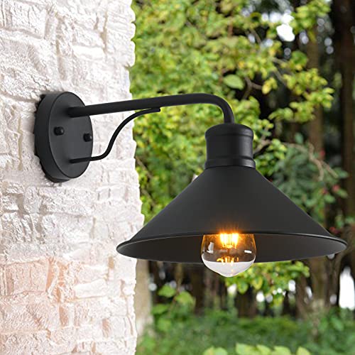 VICTOGATE 3 Pack Outdoor Wall Lights Wall Mount for House Front Porch Outdoor Wall Light Fixtures Wall Mount Matte Black Farmhouse Outdoor Wall Sconce, Classic Barn Lights Outdoor & Indoor-E26 Socket